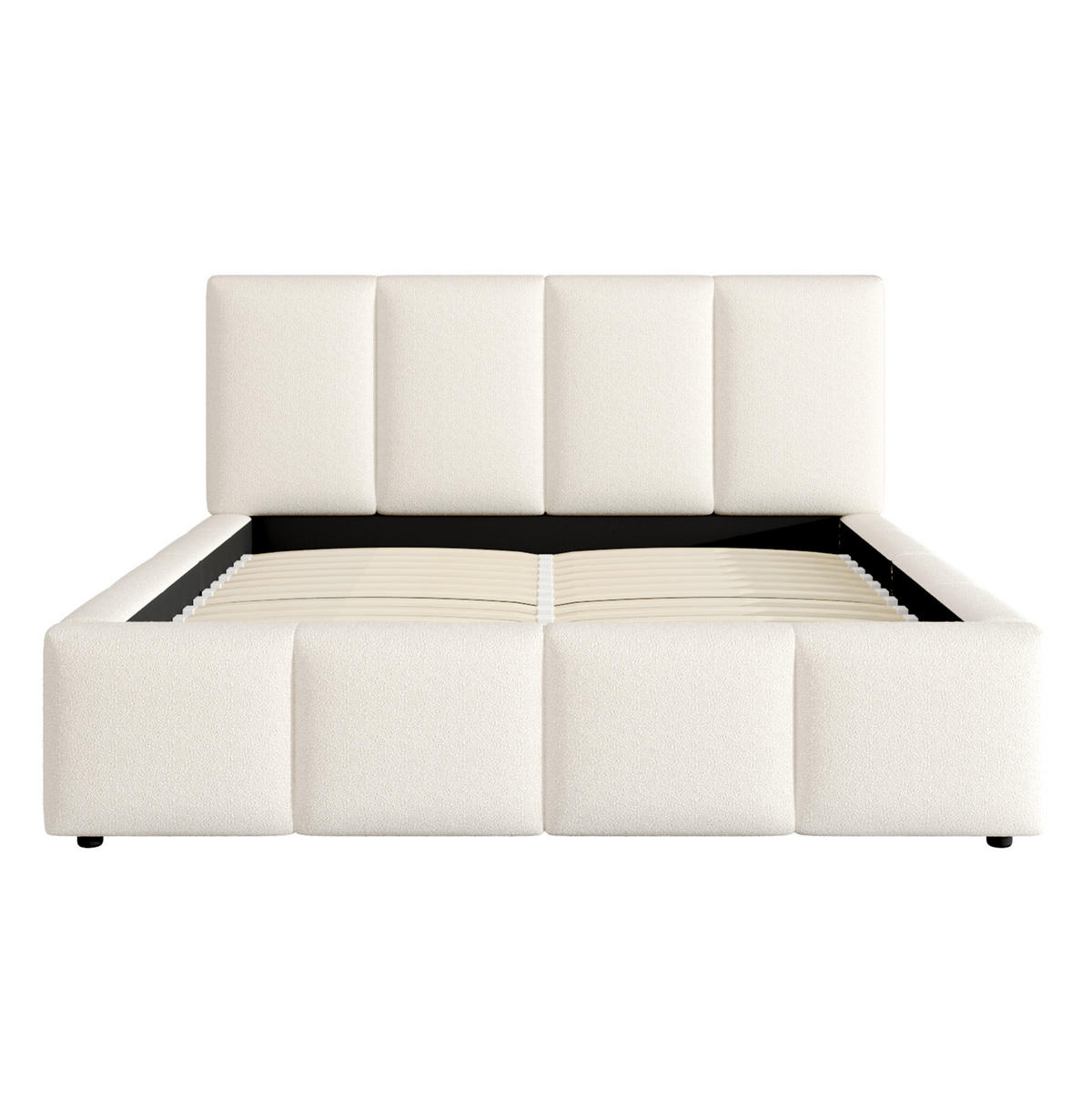 POLSTERBETT mit Lattenrost 160x200 cm Bouclé Beige - Beige, Holz (160/200cm) - Meubliv