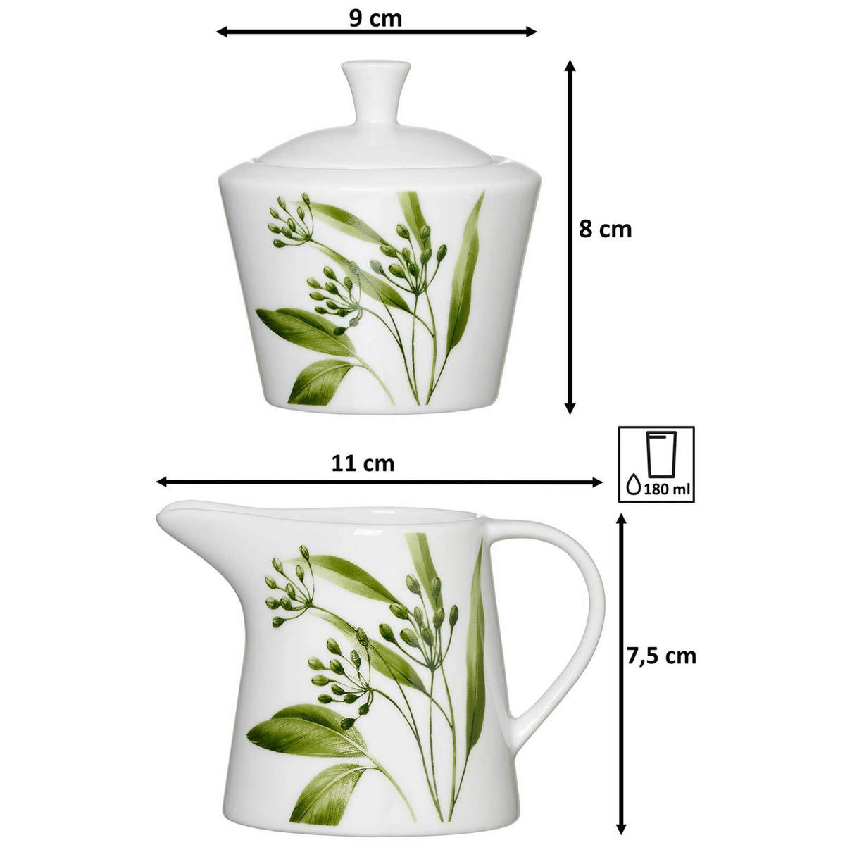 MILCH- & ZUCKER-SET Evora weiß-grün 2er Set - Weiß/Grün, Keramik (1/19cm) - Ritzenhoff Breker