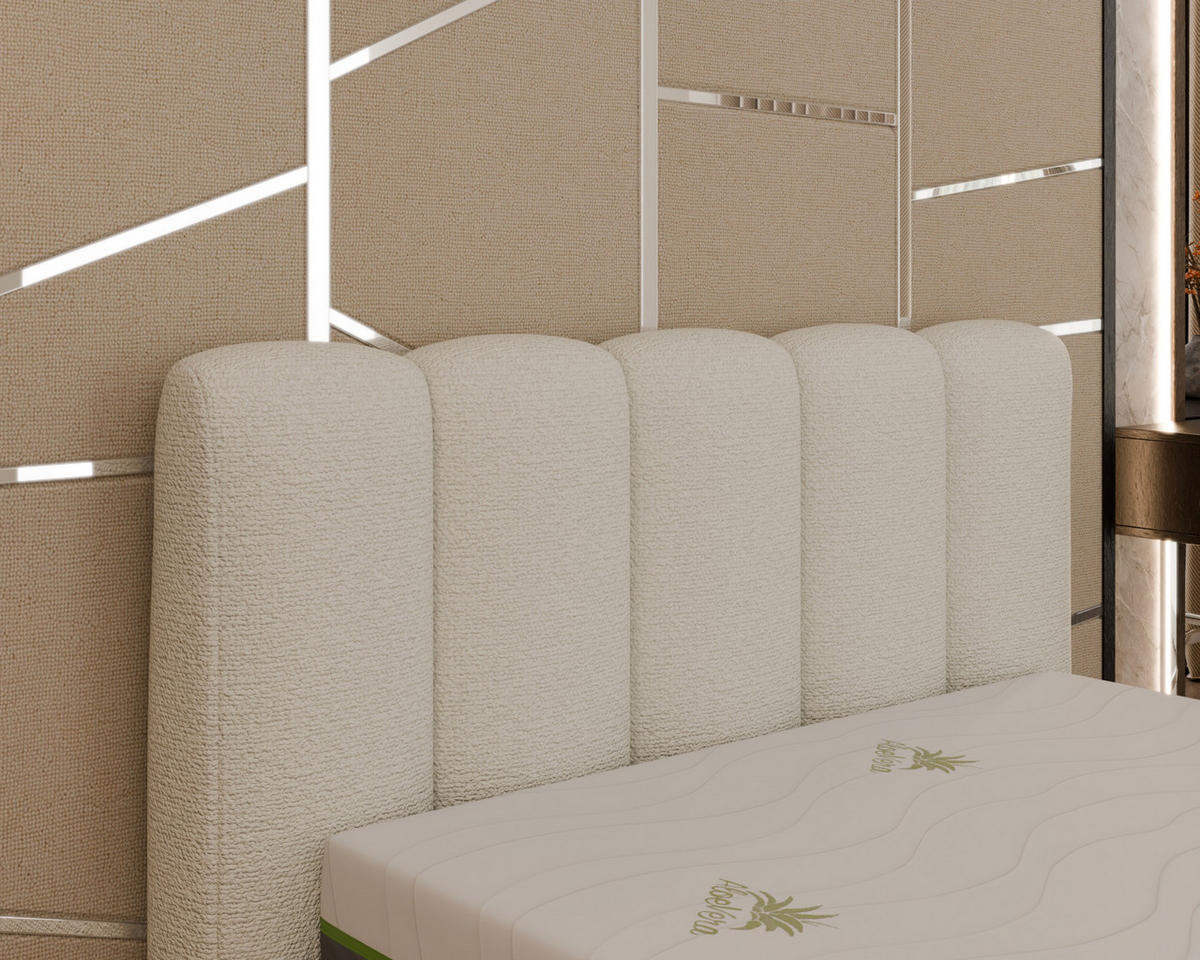 POLSTERBETT Zaira 140x200cm – Elegantes Polsterbett für modernen Wohnstil , ohne matratze, creme - Creme, Holz (100/200cm) - Homesy
