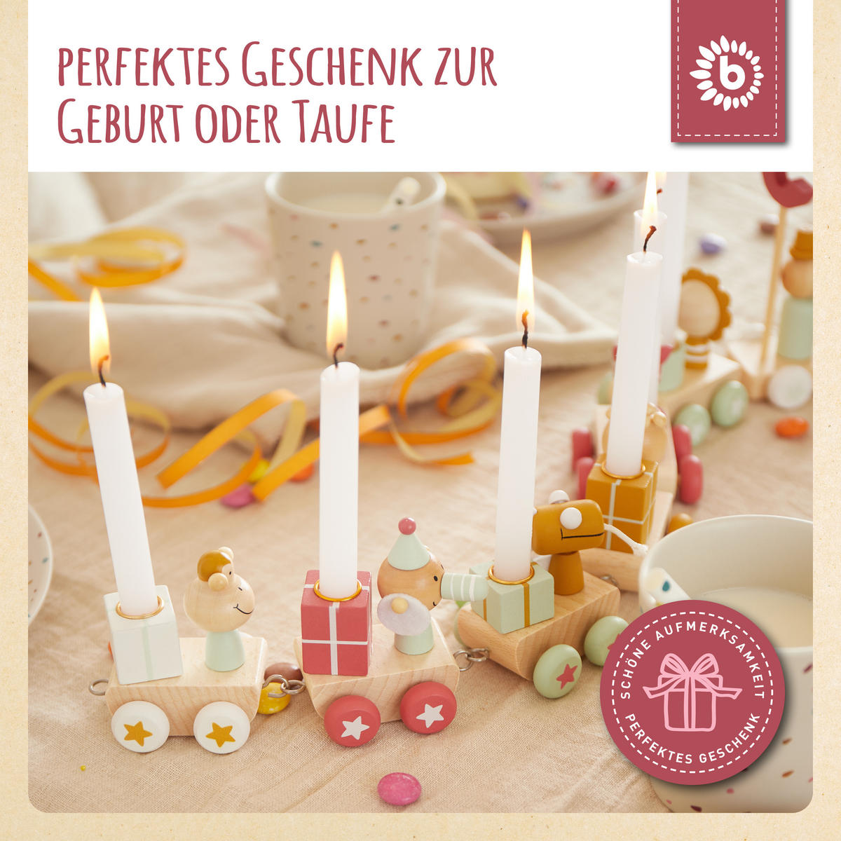 GEBURTSTAGSZUG Holz Berry Look mit 6 Ker - Multicolor, Holz (5/48cm) - Bieco Spielwaren