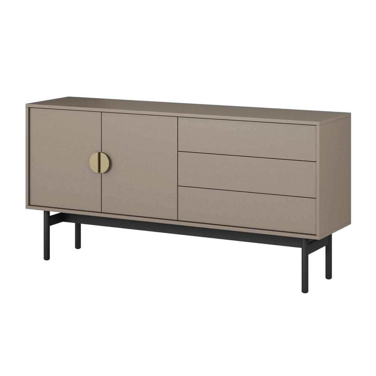 TV-STOLEK Stoon II Kamenná šedá 154 cm - šedá/černá, kov/kompozitní dřevo (154/76/38cm) - Selsey