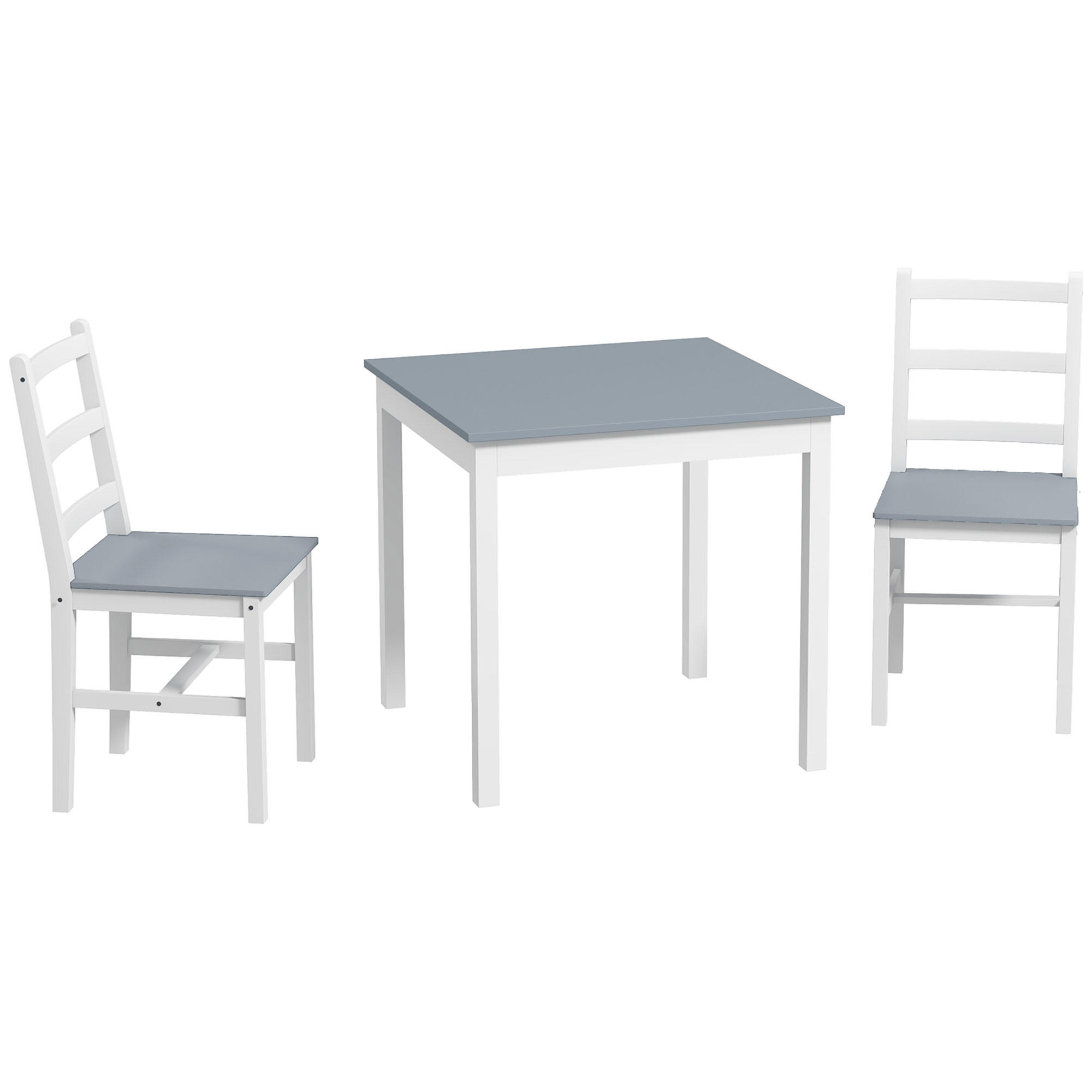 ESSGRUPPE 3er-Set, Esstisch mit 2 Stühlen, Küchentisch-Set für 2 Personen, Holz - Grau, Holz (75/75/75cm) - HOMCOM