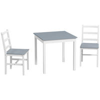 ESSGRUPPE 3er-Set, Esstisch mit 2 Stühlen, Küchentisch-Set für 2 Personen, Holz - Grau, Holz (75/75/75cm) - HOMCOM