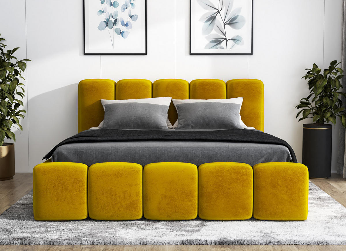 POLSTERBETT SONIC mit Matratze H2 160x200 Goldfarben - Goldfarben, Textil (160/200cm) - A&J MöbelLand