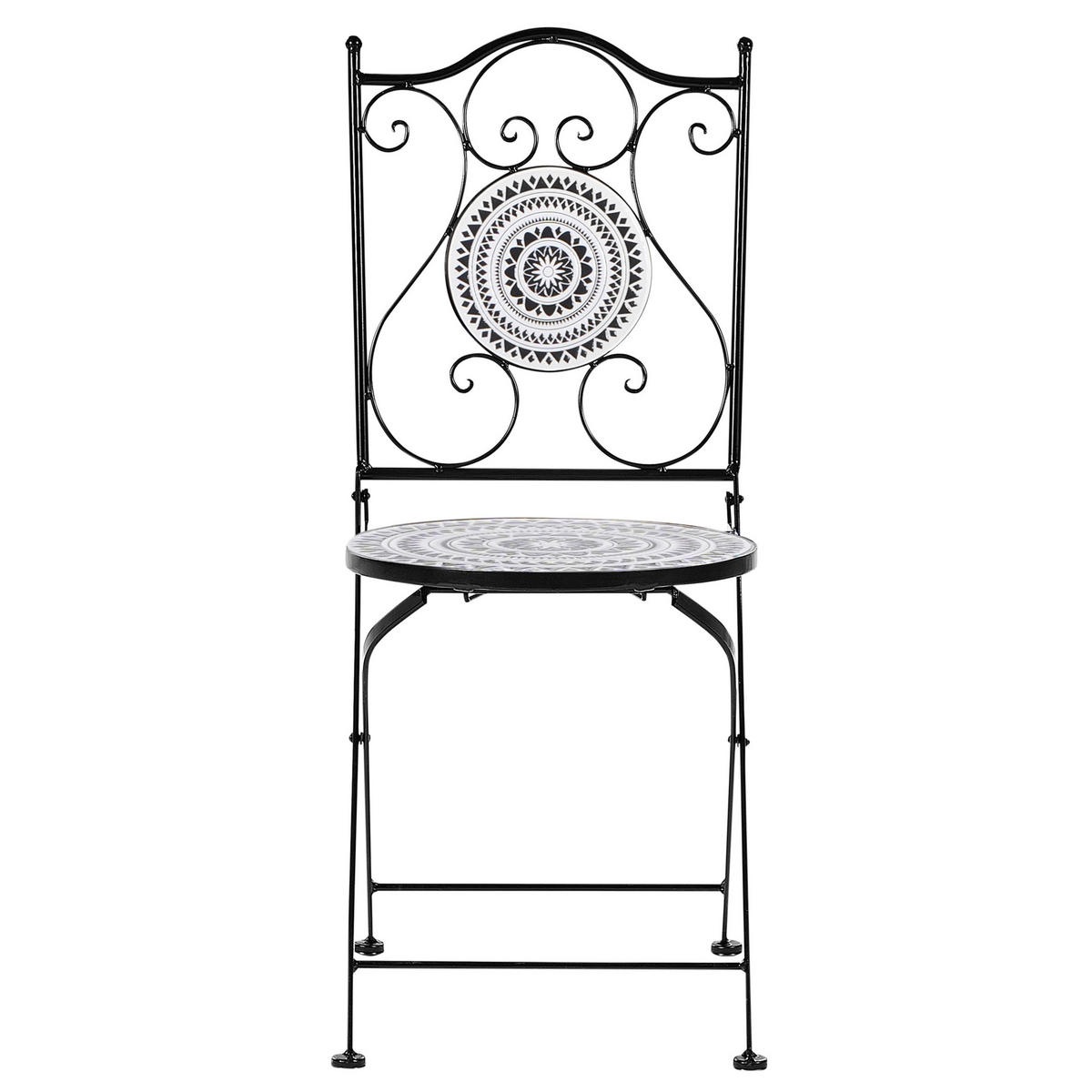 GARTENSTUHL Schwarz Comiso - Schwarz/Weiß, Metall (40/90/45cm) - Beliani