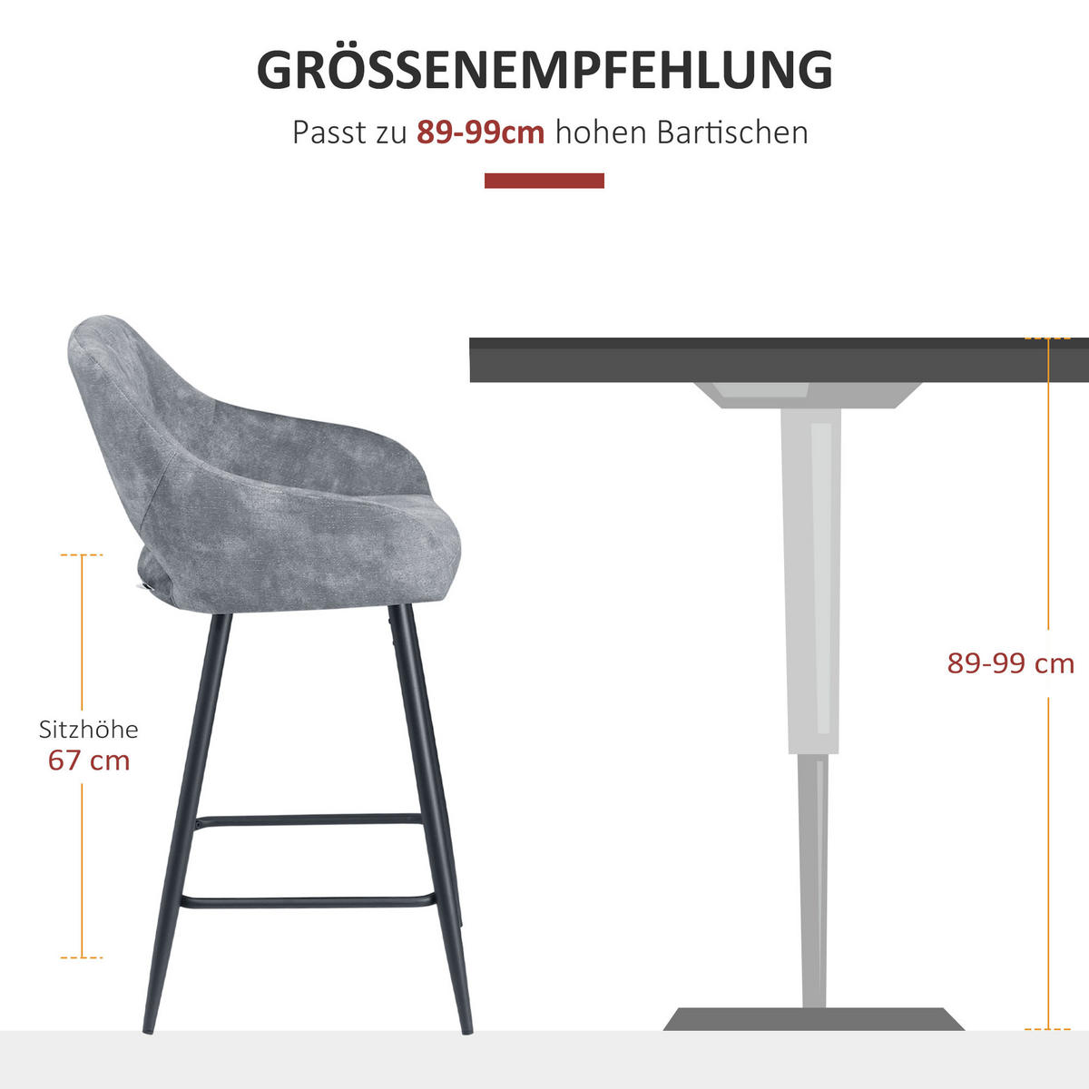 BARHOCKER 2er-Set Grau 50.0/56.0/98.0 cm - Grau, Textil (56/98/50cm)