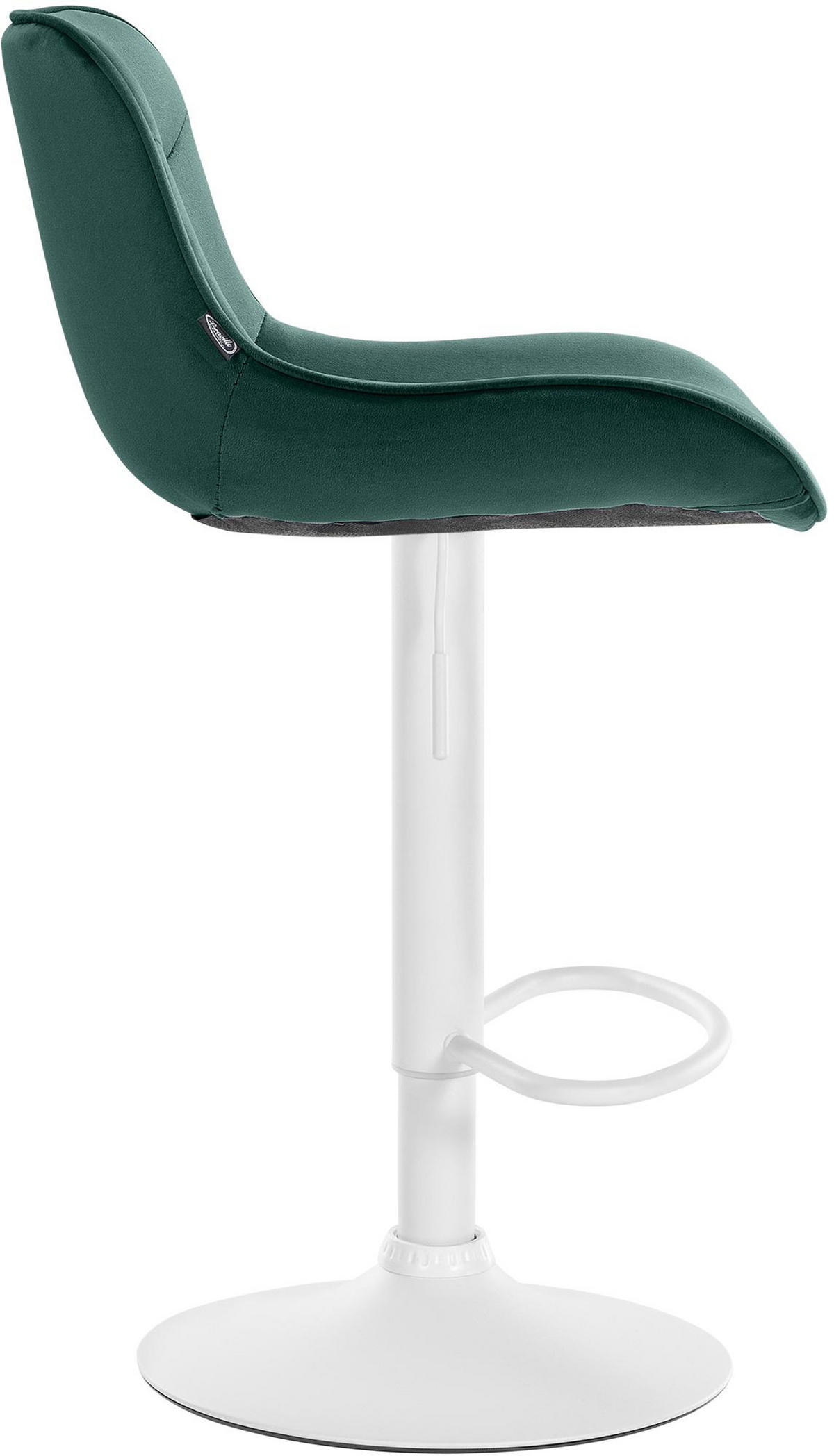 BARHOCKER Vulcano Samt weiß grün - Weiß/Grün, Textil/Metall (49/106/51cm) - TPFLiving