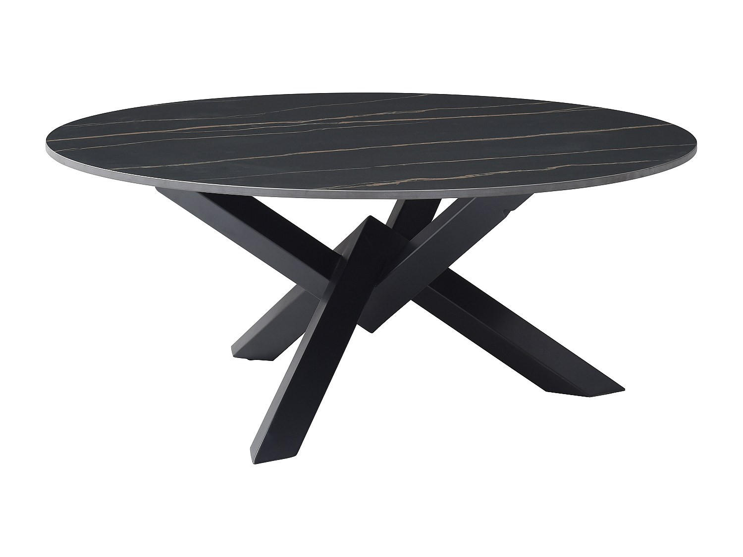 COUCHTISCH - Keramik & Metall - Marmor-Optik Schwarz - LEONORA - Schwarz, Keramik (90/90/38cm) - Vente-Unique