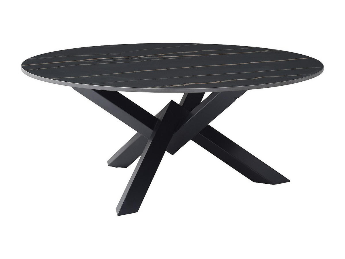 COUCHTISCH - Keramik & Metall - Marmor-Optik Schwarz - LEONORA - Schwarz, Keramik (90/90/38cm) - Vente-Unique