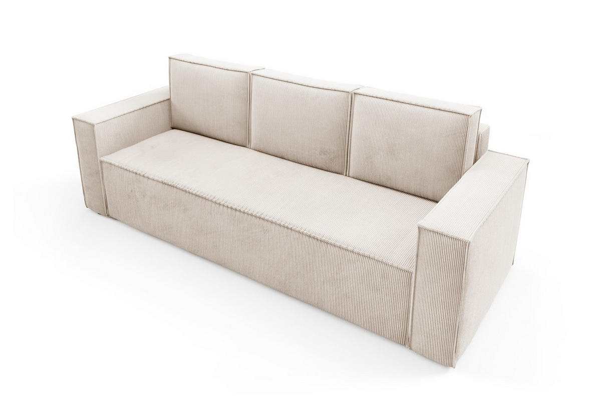 SOFA Roda Beige, Kordsofa mit Schlaffunktion - Beige, Holzwerkstoff/Textil (248/93/96cm) - Bettso