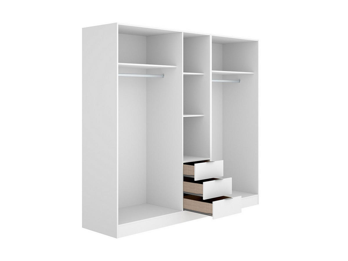 KLEIDERSCHRANK - 202 cm x 52 cm - Holz, Platte - Weiß LISTOWEL - Weiß, Holz (202/184/52cm) - Vente-Unique