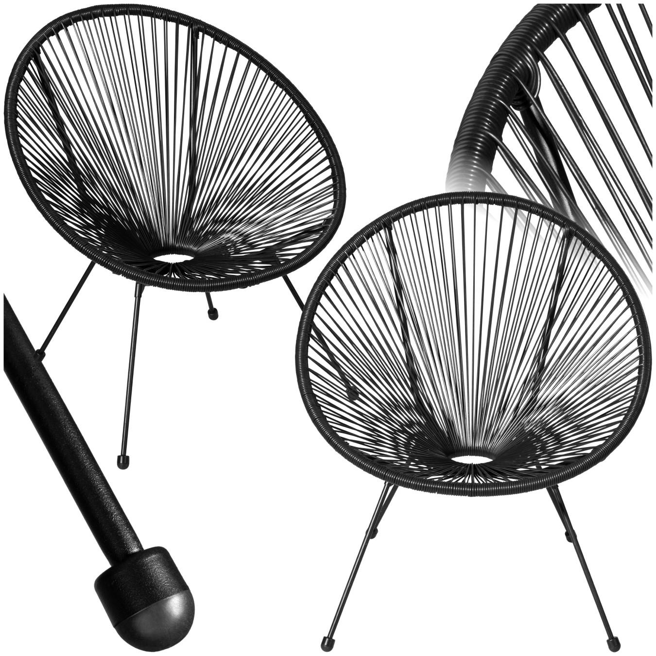 GARTENSTUHL 2er Set Santana,Belastbarkeit 120 kg, 70,5 x 69 x 78 cm,schwarz - Schwarz, Metall (70.5/78/69cm) - tectake