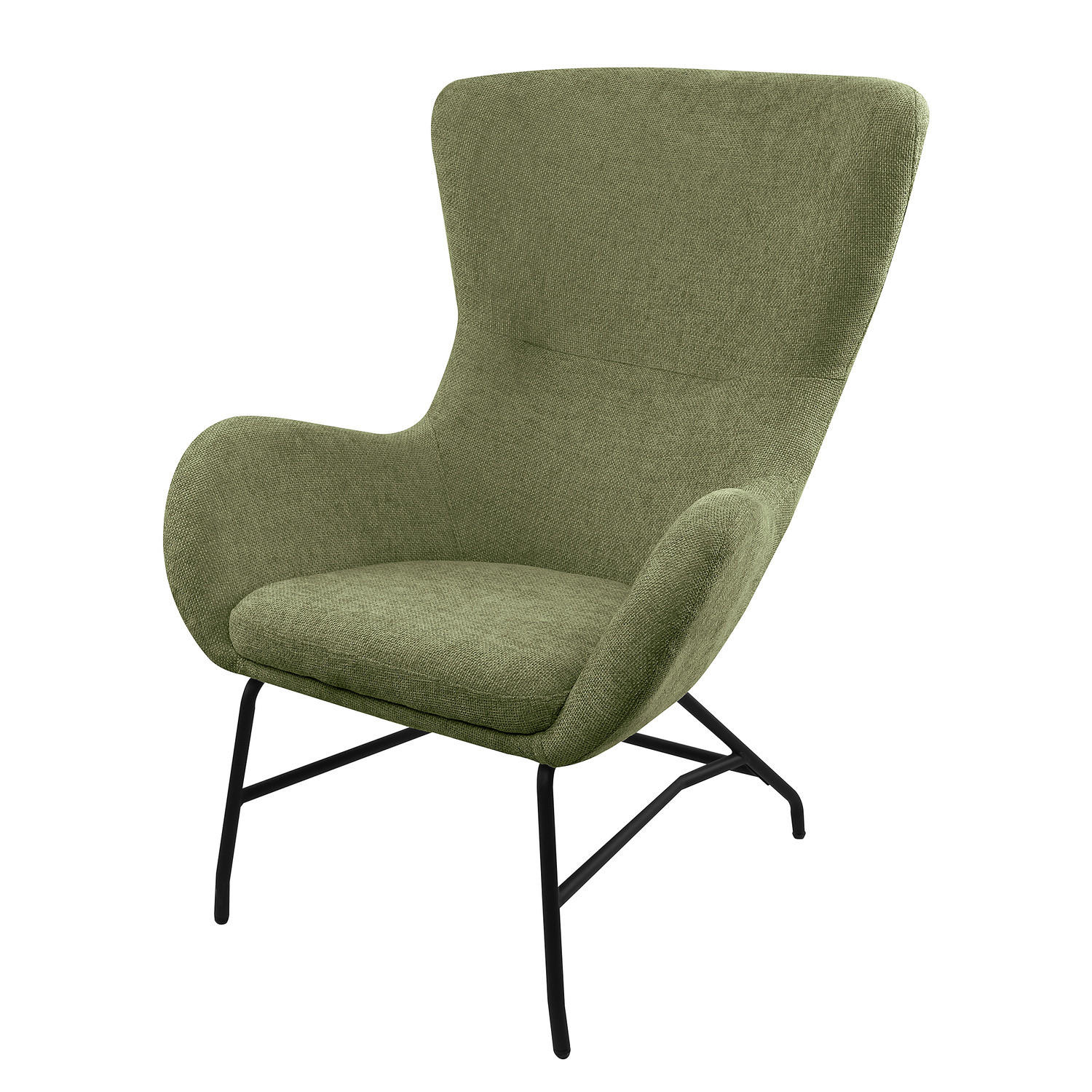 OHRENSESSEL - Schwarz/Grün, Textil/Metall (77/84/107cm) - home24