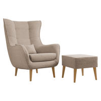 SESSEL Estjano Boucle mit Fußbank - Beige, Holz/Textil (80/106/95cm) - MIRJAN24