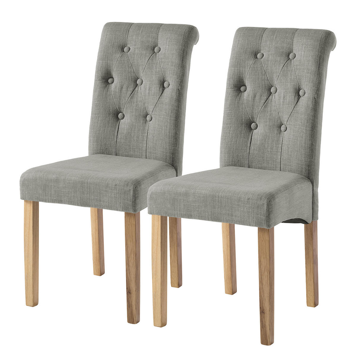 POLSTERSTUHL - 2er-Set - Grau, Textil (45/95/60cm) - home24