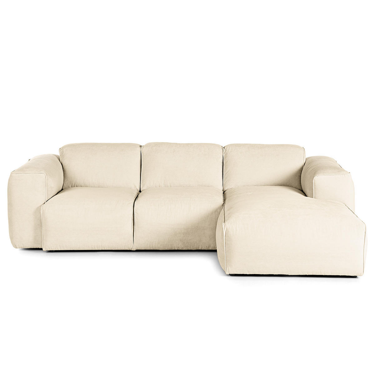 3-SITZER ECKSOFA mit Longchair - Beige/Schwarz, Kunststoff/Textil (251/173cm) - home24