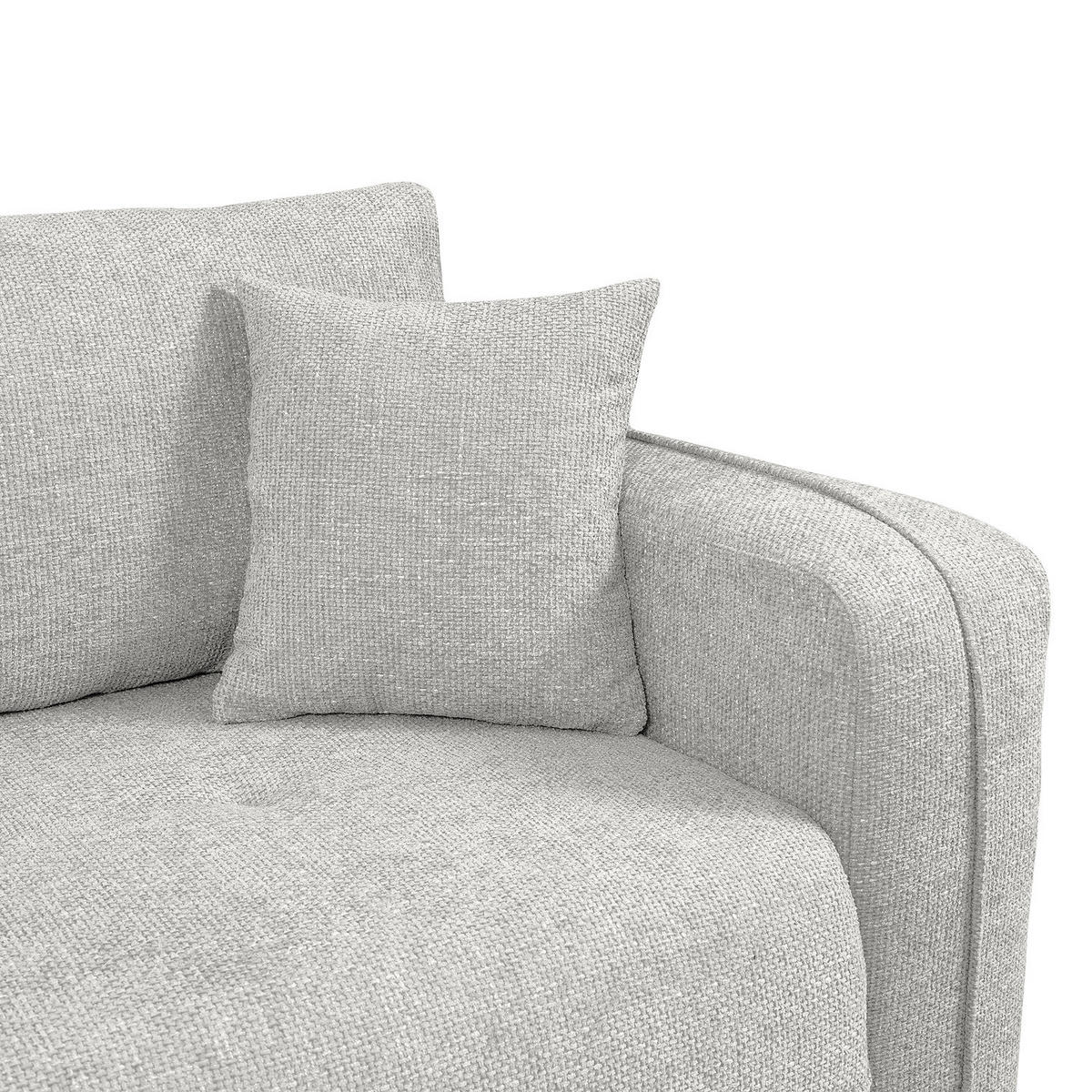 ECKSOFA mit Schlaffunktion - 244 cm - Silberfarben/Schwarz, Kunststoff/Textil (244/145cm) - home24