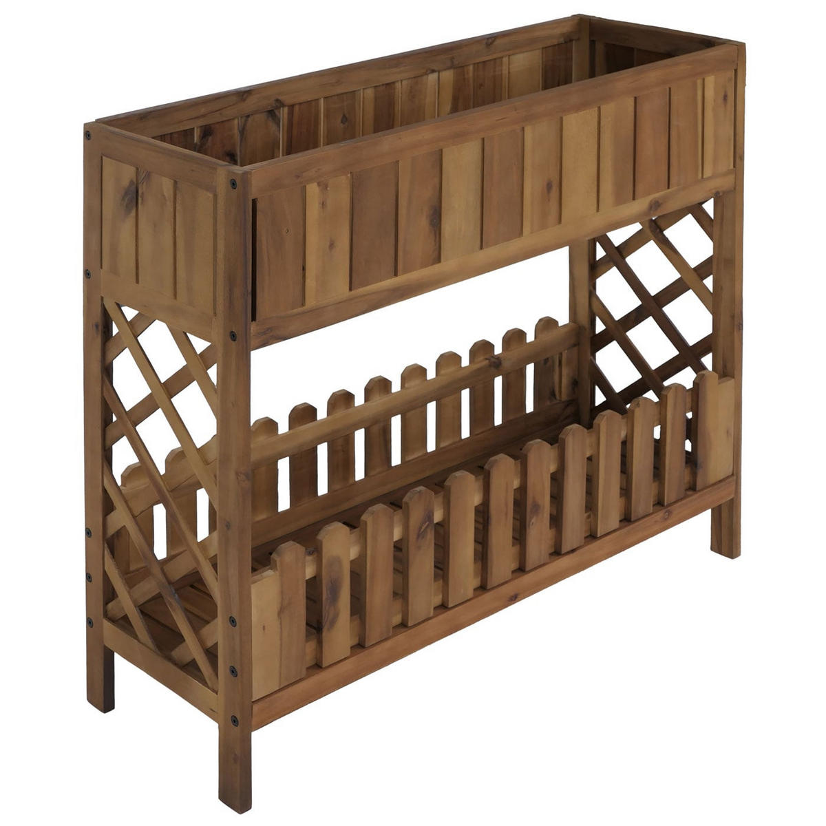 VYŠŠÍ ZÁHON hnědý - hnědá, dřevo (95/90/31cm) - MCW