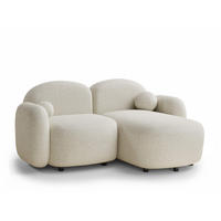 ECKSOFA Bahama Creme Webstoff - Creme/Schwarz, Holz/Holzwerkstoff (190/146cm) - Maison de Reve