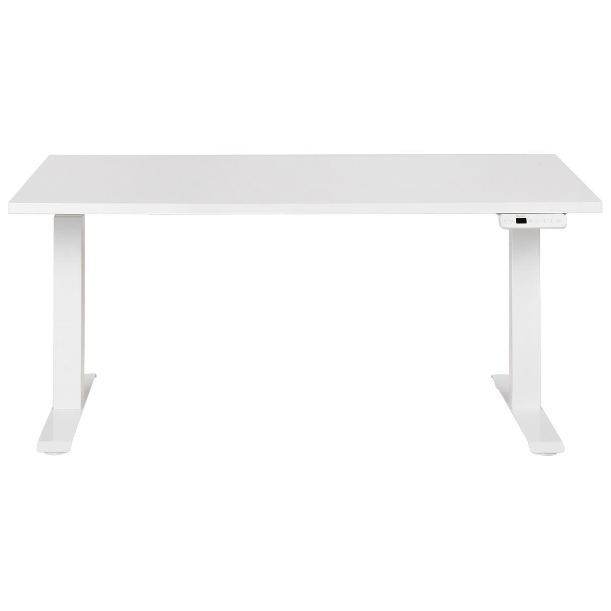 SCHREIBTISCH weiß 160/72 cm elektrisch höhenverstellbar Destin III - Weiß, Holz (72/160/63cm) - Beliani