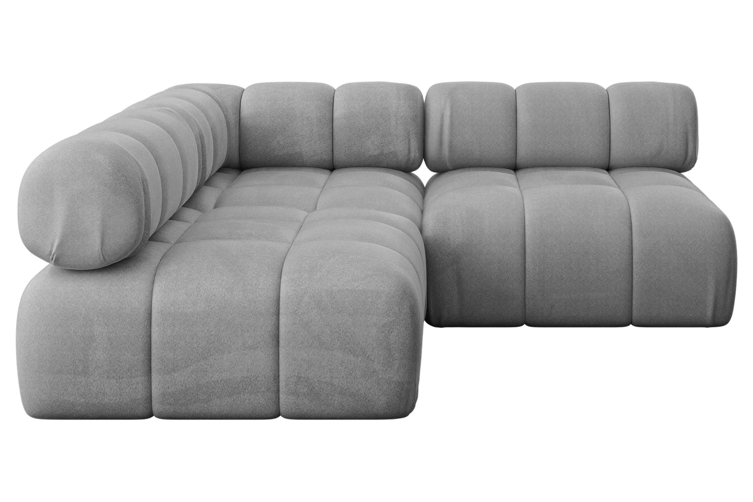 ECKSOFA modulares Sofa Samaro-L1 - 190x190x70 cm Hellgrau Velours - Hellgrau, Holzwerkstoff/Textil (190/190cm) - ALTDECOR