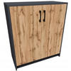 KOMMODE 2D Anthrazit-Wotan Eiche 74/35/85 cm 2-türig - Anthrazit/Eiche Wotan, Holzwerkstoff (74/85/35cm) - Matkam Möbel