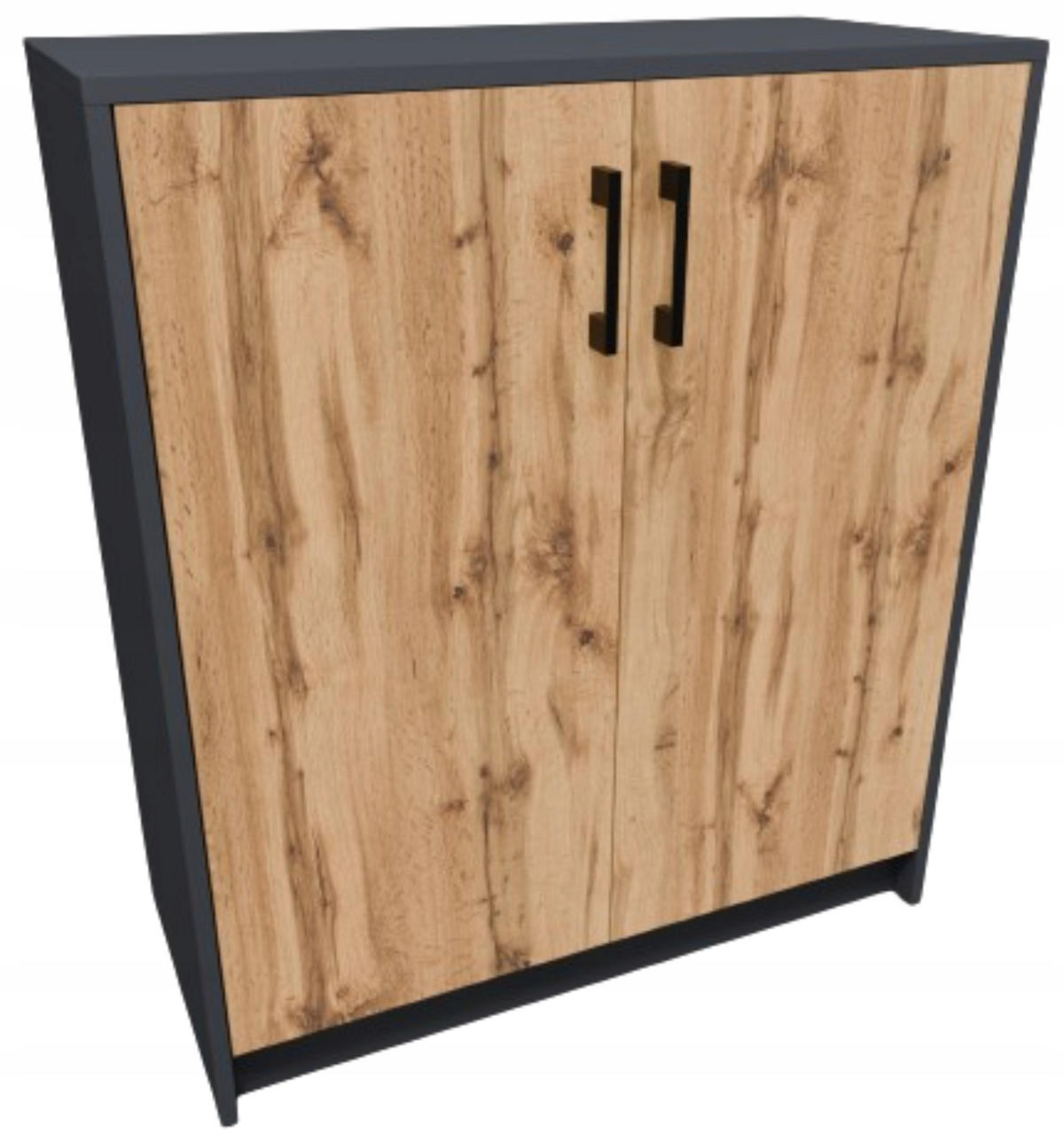 KOMMODE 2D Anthrazit-Wotan Eiche 74/35/85 cm 2-türig - Anthrazit/Eiche Wotan, Holzwerkstoff (74/85/35cm) - Matkam Möbel