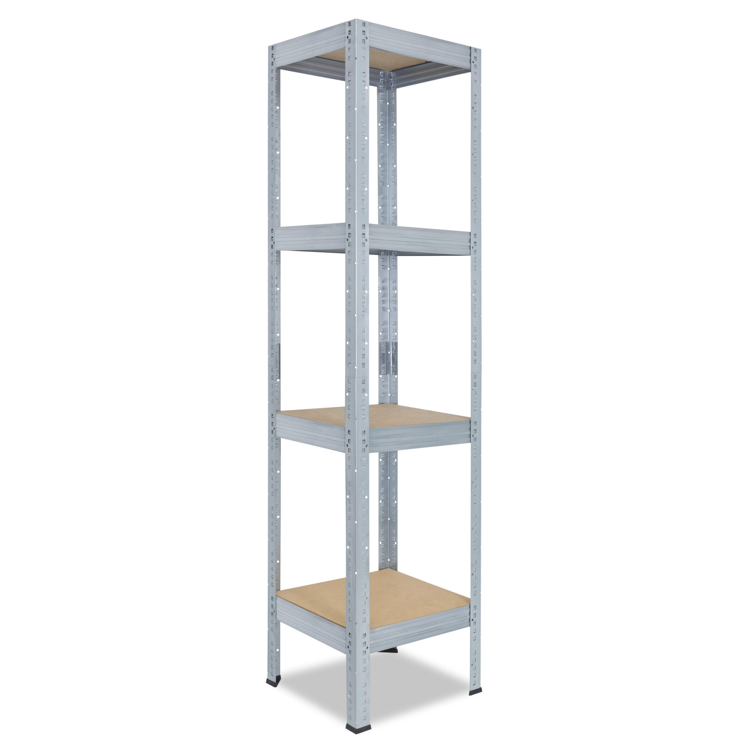 SCHWERLASTREGAL PRO 155x50x50 cm in verzinkt mit 4 Böden und 200 kg Traglast pro Boden - Silberfarben, Metall (50/155/50cm) - shelfplaza