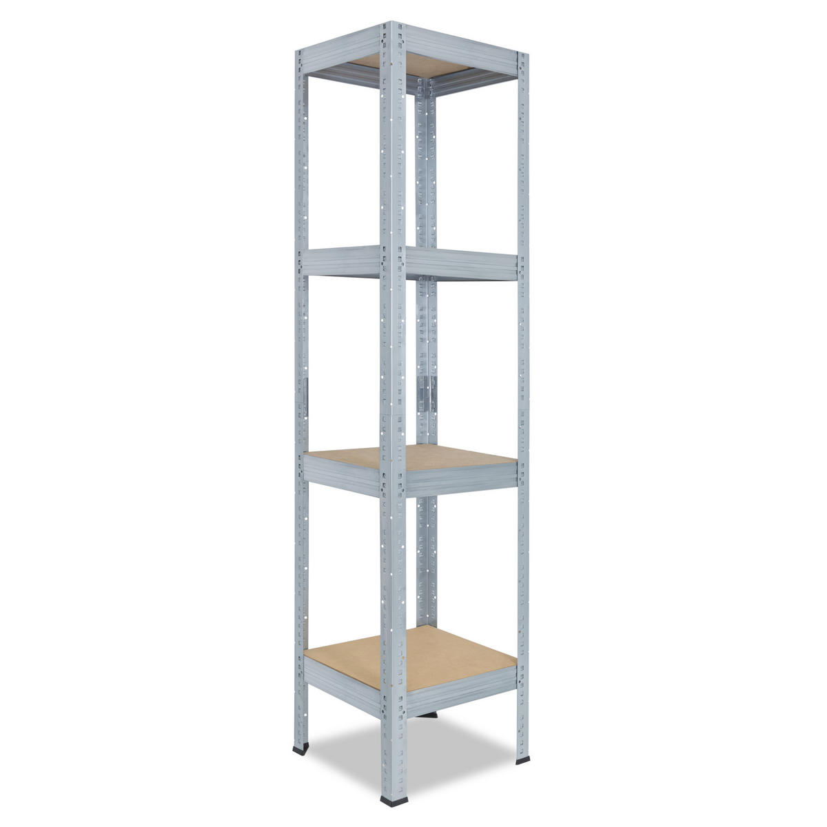 SCHWERLASTREGAL PRO 155x50x50 cm in verzinkt mit 4 Böden und 200 kg Traglast pro Boden - Silberfarben, Metall (50/155/50cm) - shelfplaza
