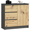 KOMMODE Grau, Eiche Artisan 35x80x77 cm - Eiche Artisan/Grau, Holzwerkstoff (80/77/35cm) - Akord