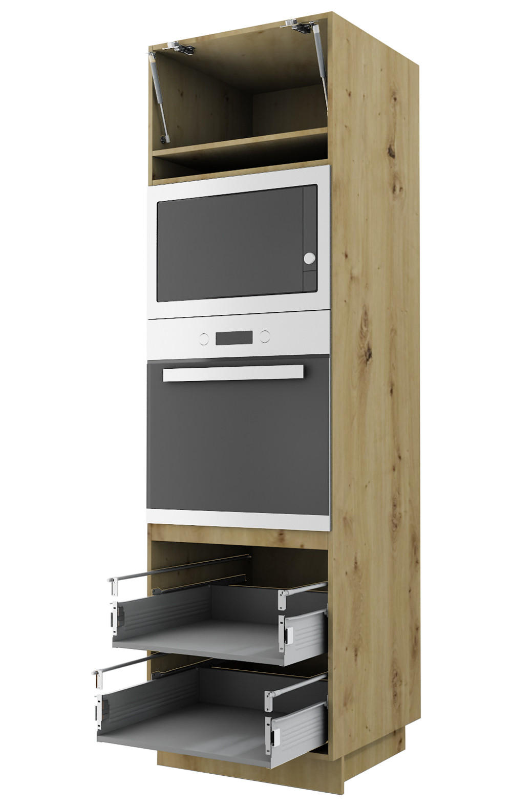 BACKOFEN-HOCHSCHRANK Kvantum D14/RU/2M/284 Graphit Matt / Eiche Artisan Matt 60 / 59 / 207cm - Graphitfarben/Eiche Artisan, Holz/Holzwerkstoff (60/207/59cm) - Feldmann-Wohnen