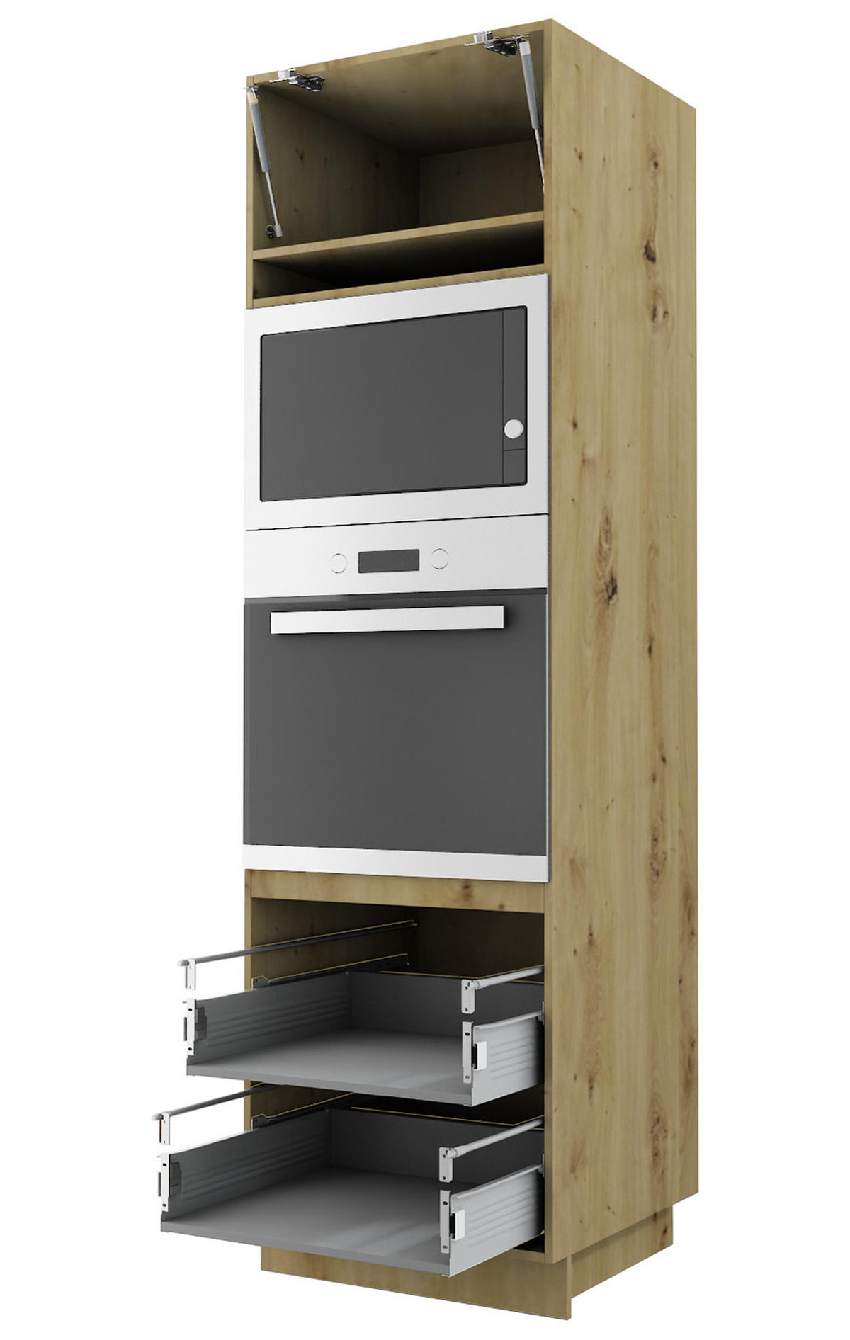 BACKOFEN-HOCHSCHRANK Kvantum D14/RU/2M/284 Graphit Matt / Eiche Artisan Matt 60 / 59 / 207cm - Graphitfarben/Eiche Artisan, Holz/Holzwerkstoff (60/207/59cm) - Feldmann-Wohnen