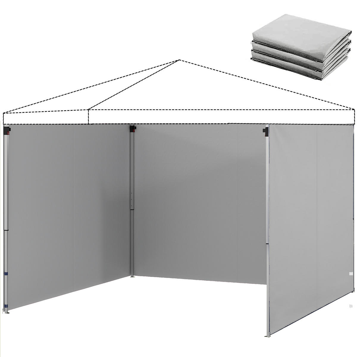 SEITENTEILE DE-06002 3-teiliges Set für 3/3 m Pavillon Hellgrau - Hellgrau, Textil (200/1/300cm) - ComfortXL