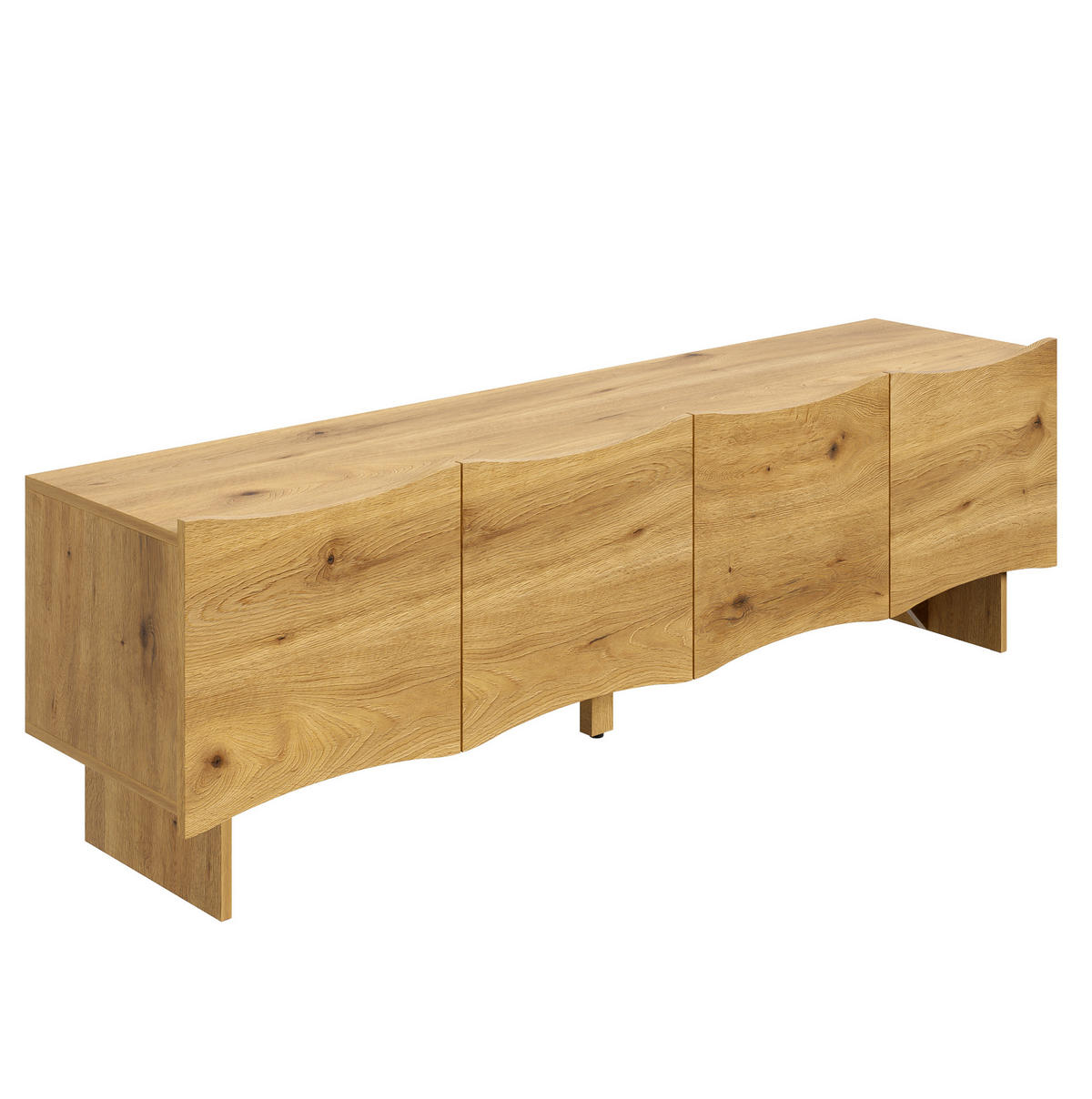 LOWBOARD 155/36/47 cm aus Spanplatte mit Wellenmuster und Kabelmanagement Naturfarben - Eichefarben, Holzwerkstoff (155/47/36cm) - Modenvie