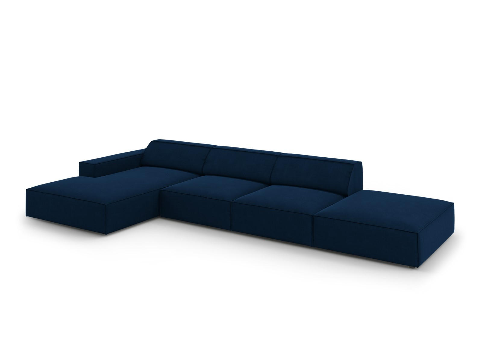 ECKSOFA links Jodie aus Samt königsblau 5 Sitzplätze - Blau, Textil (166/341cm) - Micadoni