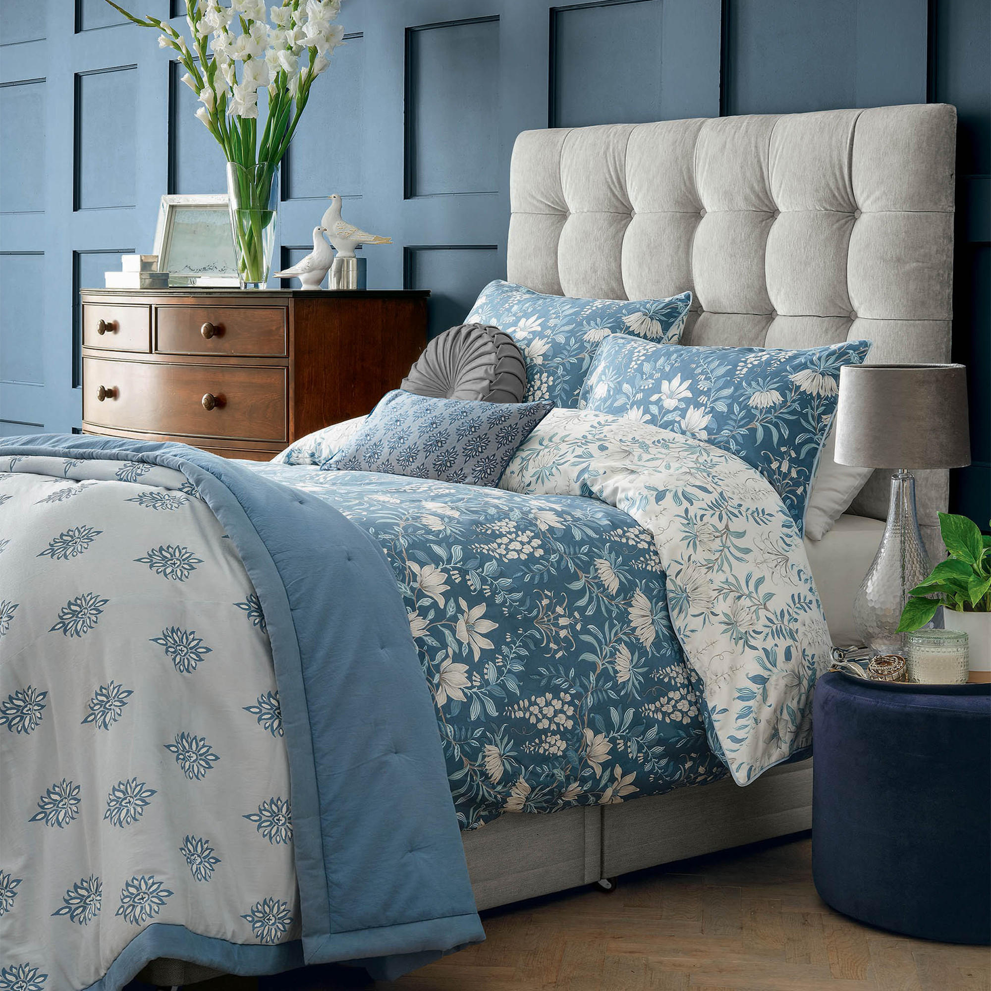 BETTWÄSCHE Parterre 3-Teilig - Blau, Textil (200/200cm) - LAURA ASHLEY