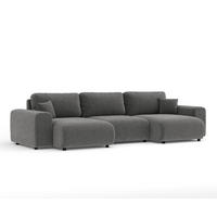 PANORAMASOFA Zanzibar Grau Chenille - Schwarz/Grau, Holz/Holzwerkstoff (325/79/144cm) - Maison de Reve