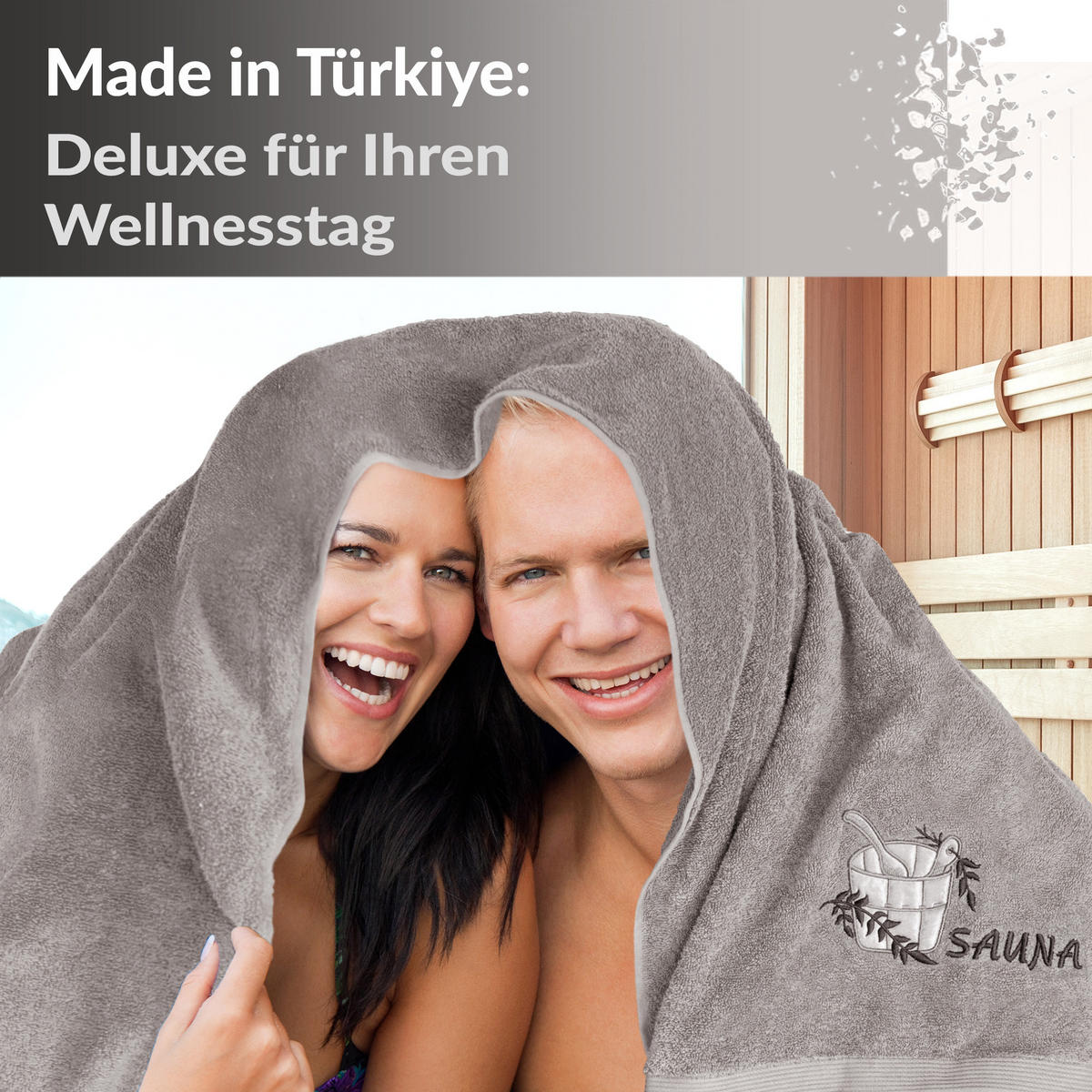 SAUNATUCH Lillby Stein Grau 100x200 cm - Hellgrau, Textil (100/200cm) - Lashuma