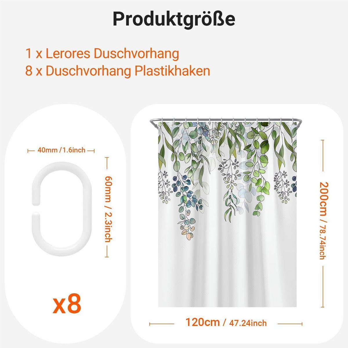 DUSCHVORHANG Grün Blätter 120 x 200 cm - Grün, Textil (120/200cm)