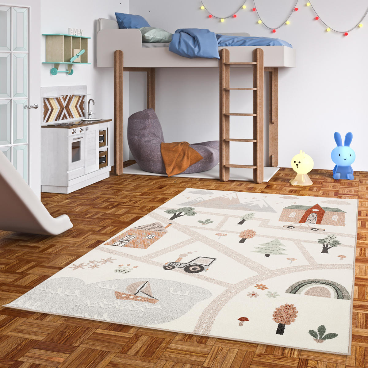 KINDER TEPPICH SOFTSTAR KIDS LITTLE CITY - Multicolor, Textil (120/170cm) - Pergamon