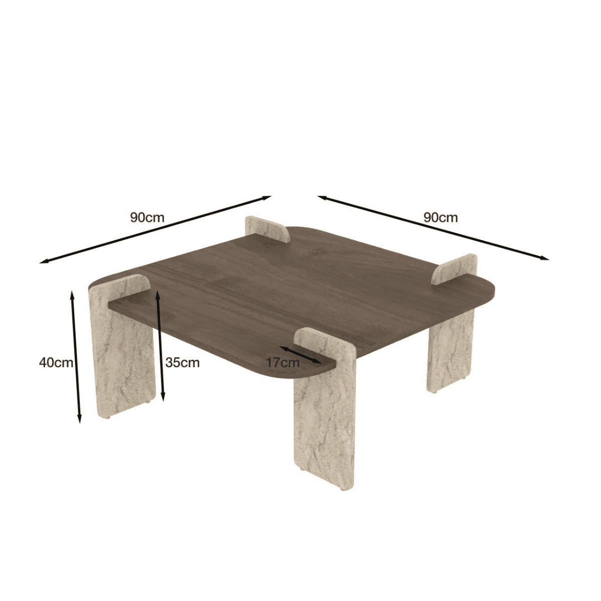 COUCHTISCH mit quadratischer Tischplatte 90/90/35 cm - Eichefarben, Holzwerkstoff (8/90/35cm) - Calicosy