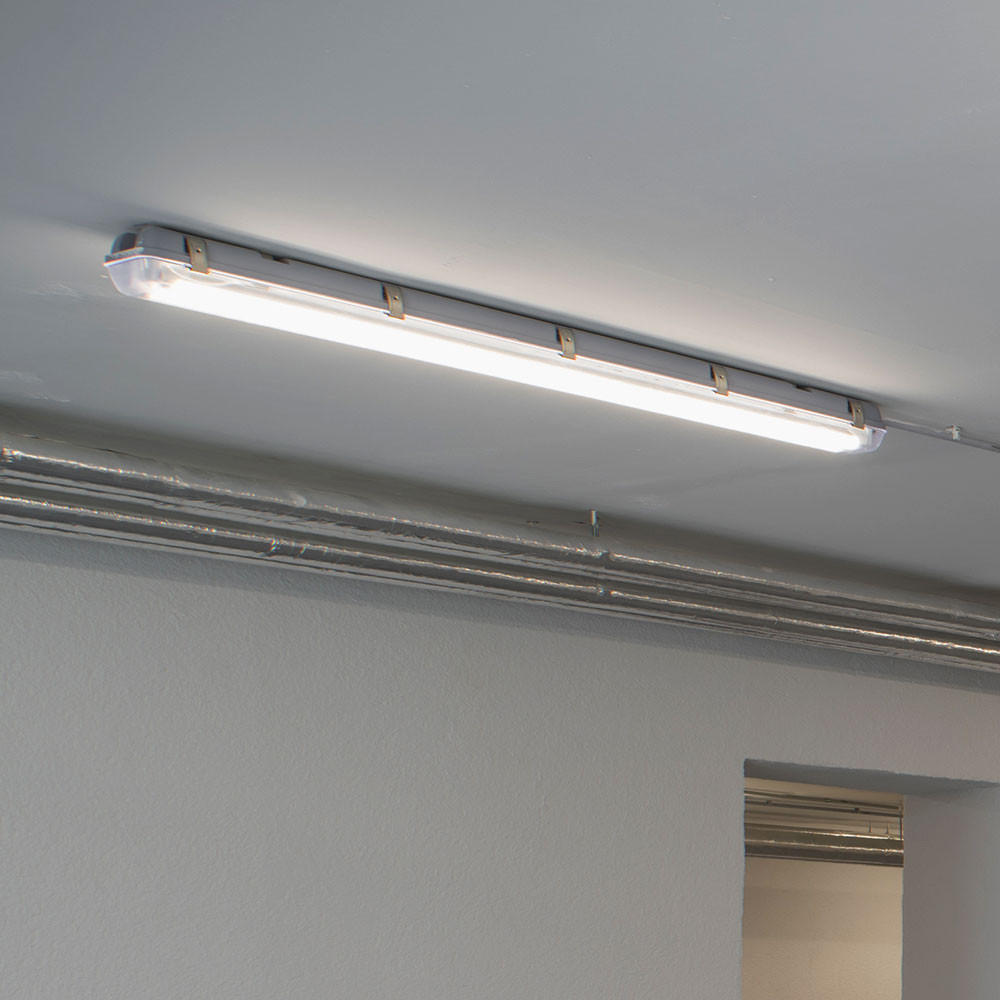 LED DECKENLEUCHTE Wannenleuchte Weiß - Grau, Kunststoff (120/6.5/5.8cm)
