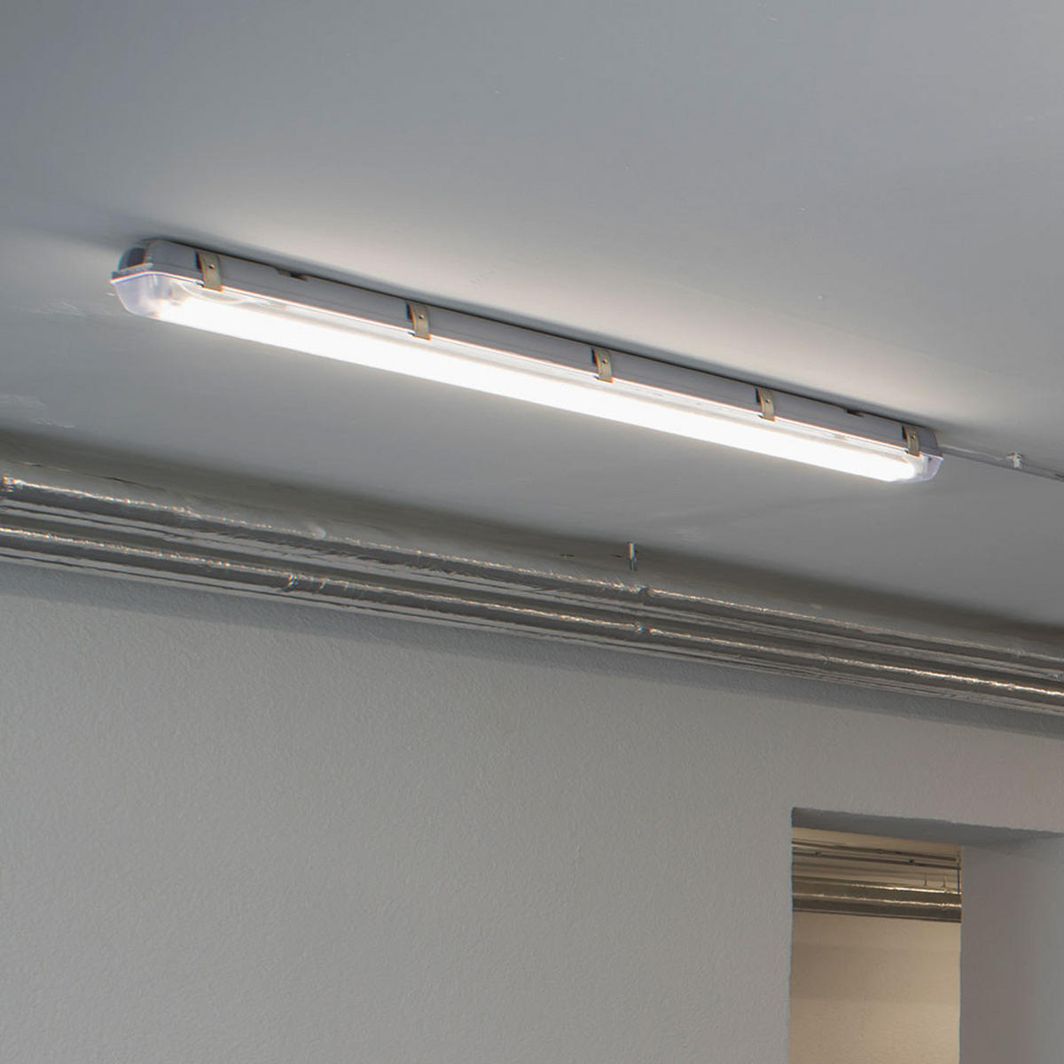 LED DECKENLEUCHTE Wannenleuchte Weiß - Grau, Kunststoff (120/6.5/5.8cm)