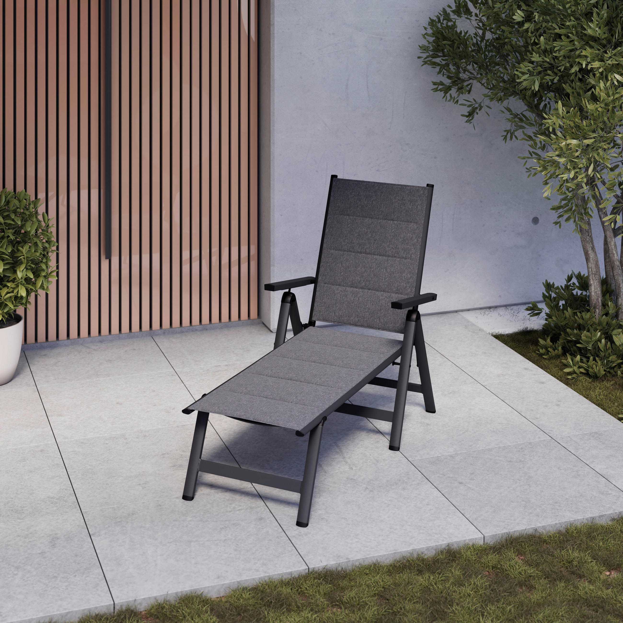 GARTENLIEGE Werner Grau Aluminium - Grau, Metall (1/103/140cm) - Mömax