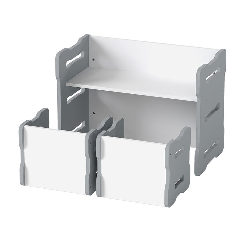KINDERTISCH mit 2 Stühlen grau(3-tlg) - Grau, Holzwerkstoff (68/52/39cm) - COSTWAY