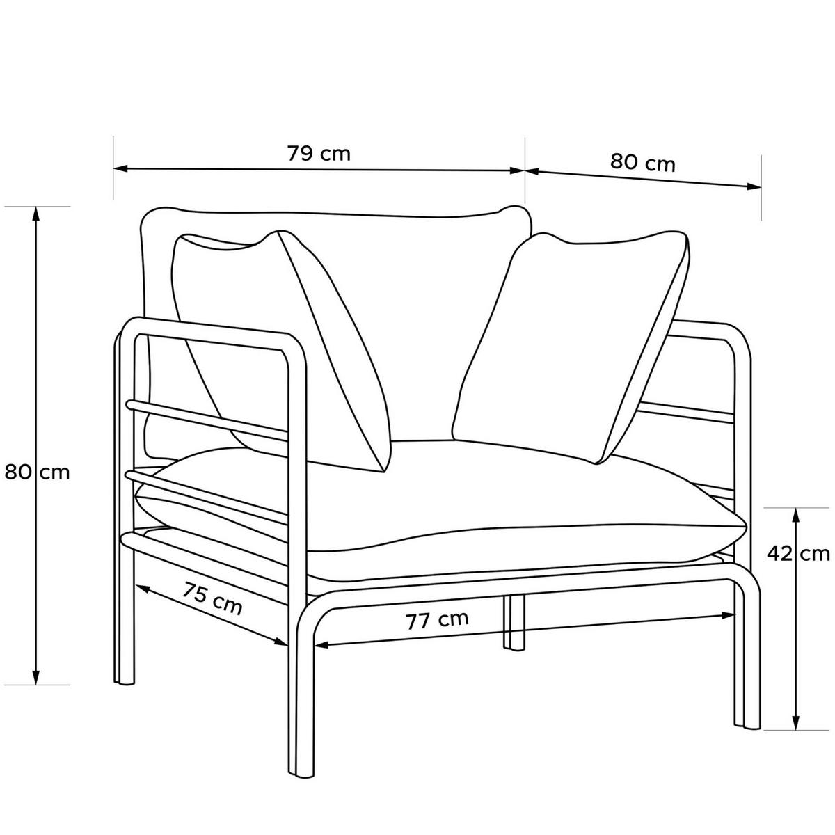 GARTENSESSEL RAMBE inkl. Auflagen, Stahlgestell, Modern, Anthrazit - Anthrazit/Schwarz, Textil/Metall (79/80/80cm) - KONSIMO®