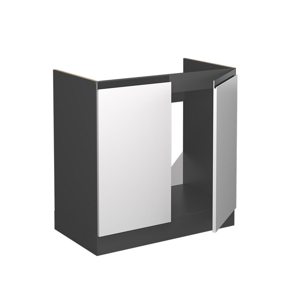 SPÜLENUNTERSCHRANK R-Line Weiß 80 cm J-Shape, ohne AP - Anthrazit/Weiß, Holzwerkstoff (80/81.6/46cm) - Vicco