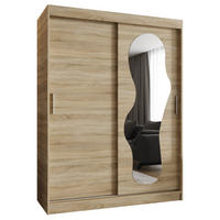 SCHWEBETÜRENSCHRANK 200/150/62 2-türig - Silberfarben/Sonoma Eiche, Holz (150/200/62cm) - MÖBEL KRYSPOL