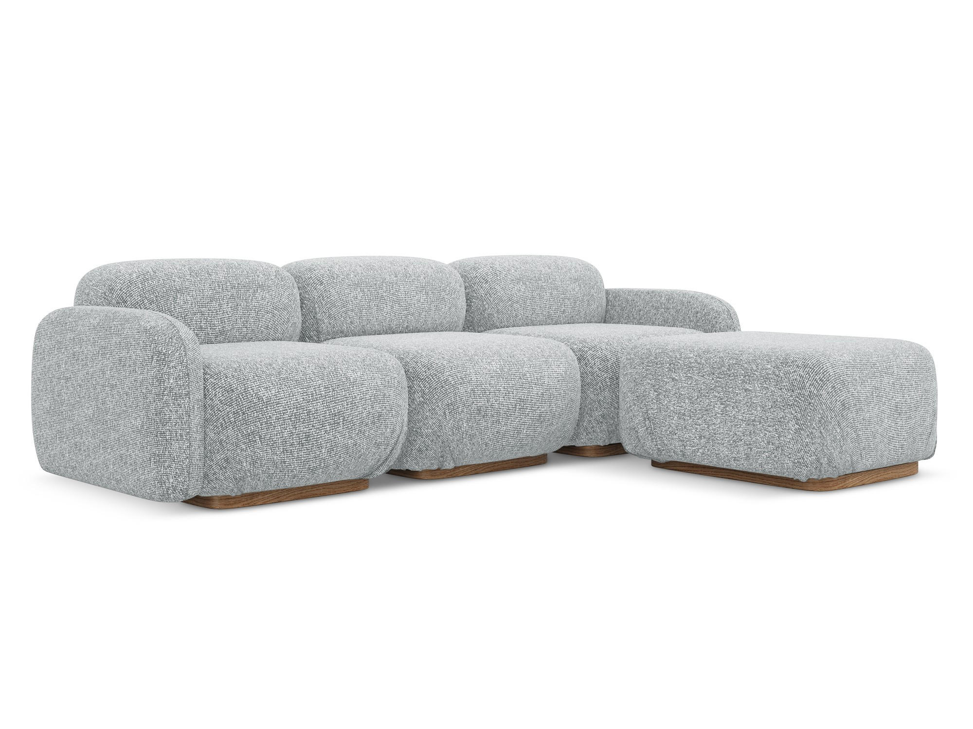 ECKSOFA Beidseitig Strukturstoff Stoff Grau - Silberfarben/Braun, Holz/Textil (270/190cm) - Makamii