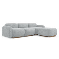 ECKSOFA Beidseitig Strukturstoff Stoff Grau - Silberfarben/Braun, Holz/Textil (270/190cm) - Makamii